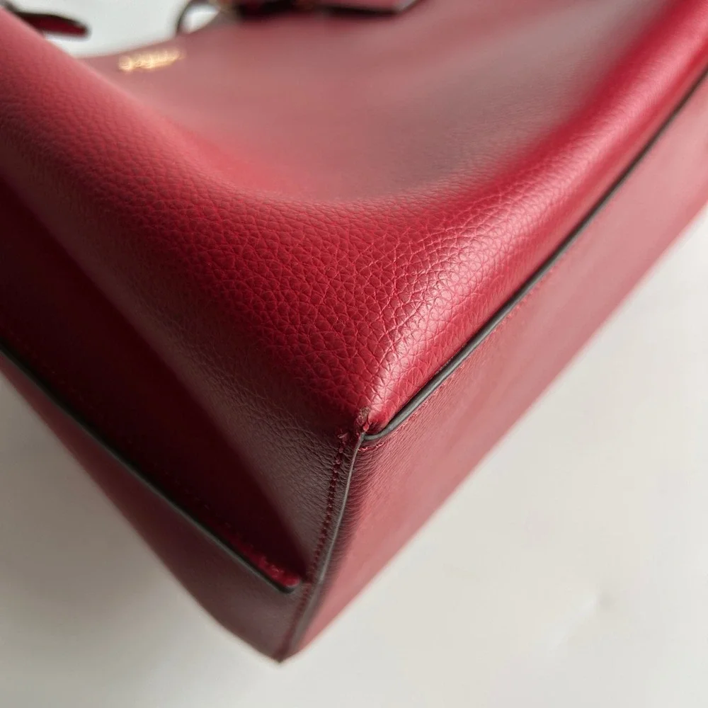 Coach Mollie Tote Red Apple Pebbled Leather Bag 1671
